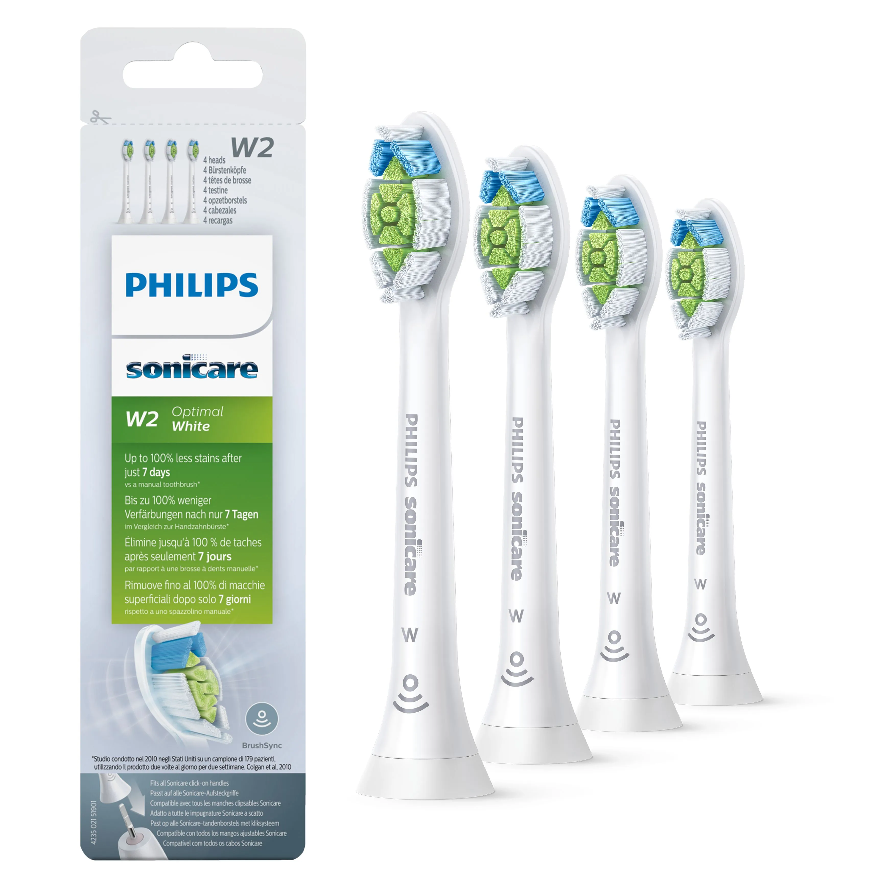 Philips Sonicare Optimal White -vaihtoharja, 4 kpl, Valkoinen