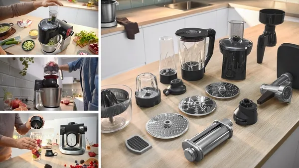 Bosch MUMS6ZS13D food processor (black/stainless steel, 1,600 watts, series 6, integrated scale, timer)