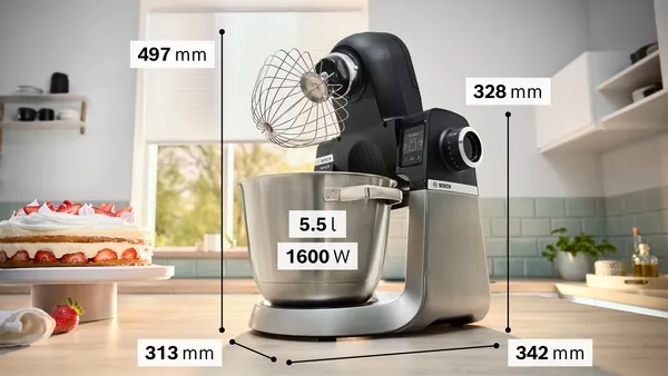 Bosch MUMS6ZS13D food processor (black/stainless steel, 1,600 watts, series 6, integrated scale, timer)