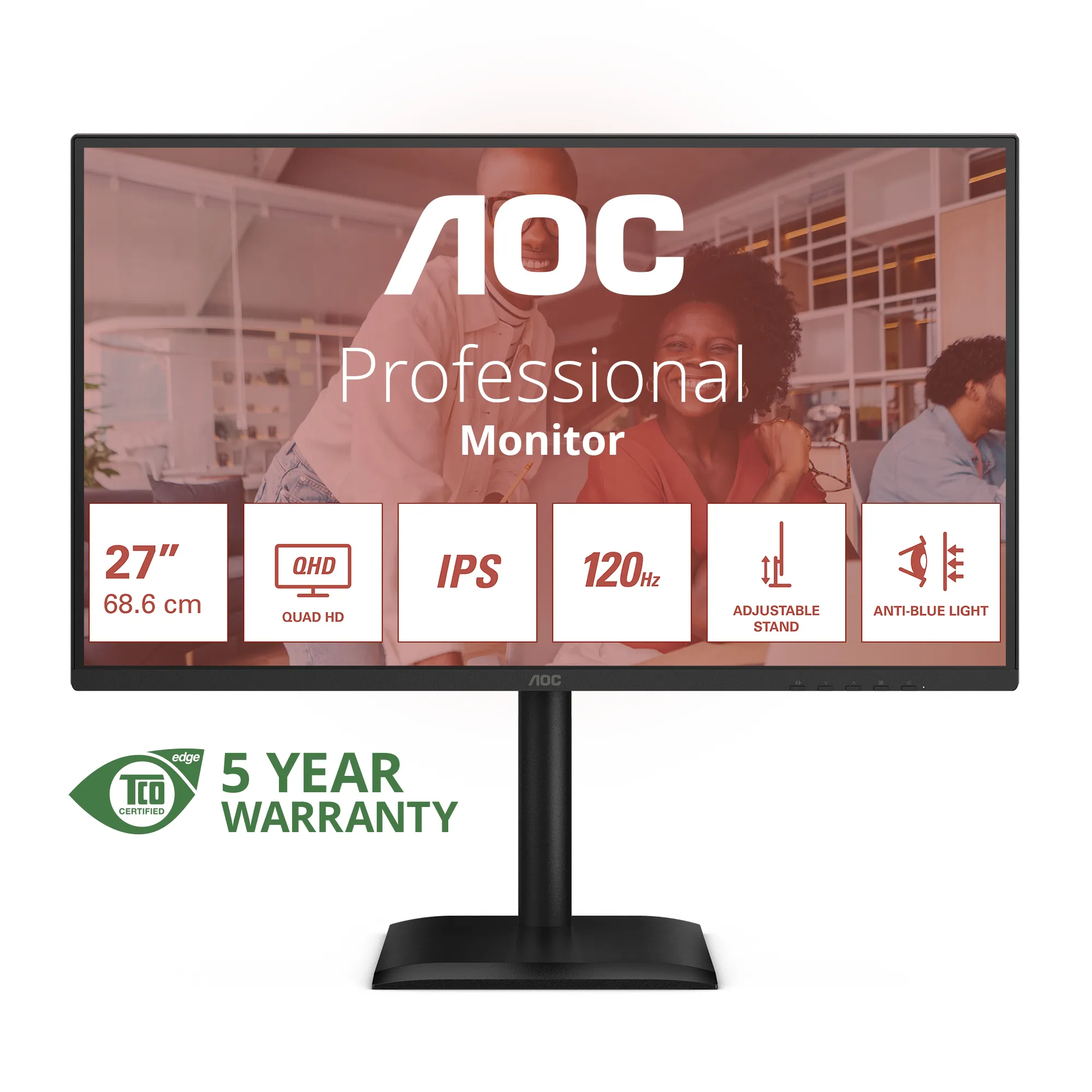 AOC Q27E4U 27inch WQHD IPS 120Hz 4ms 350cd/m2 HDMI2.0 DP USB3.2 HUB USB Pivot Speakers