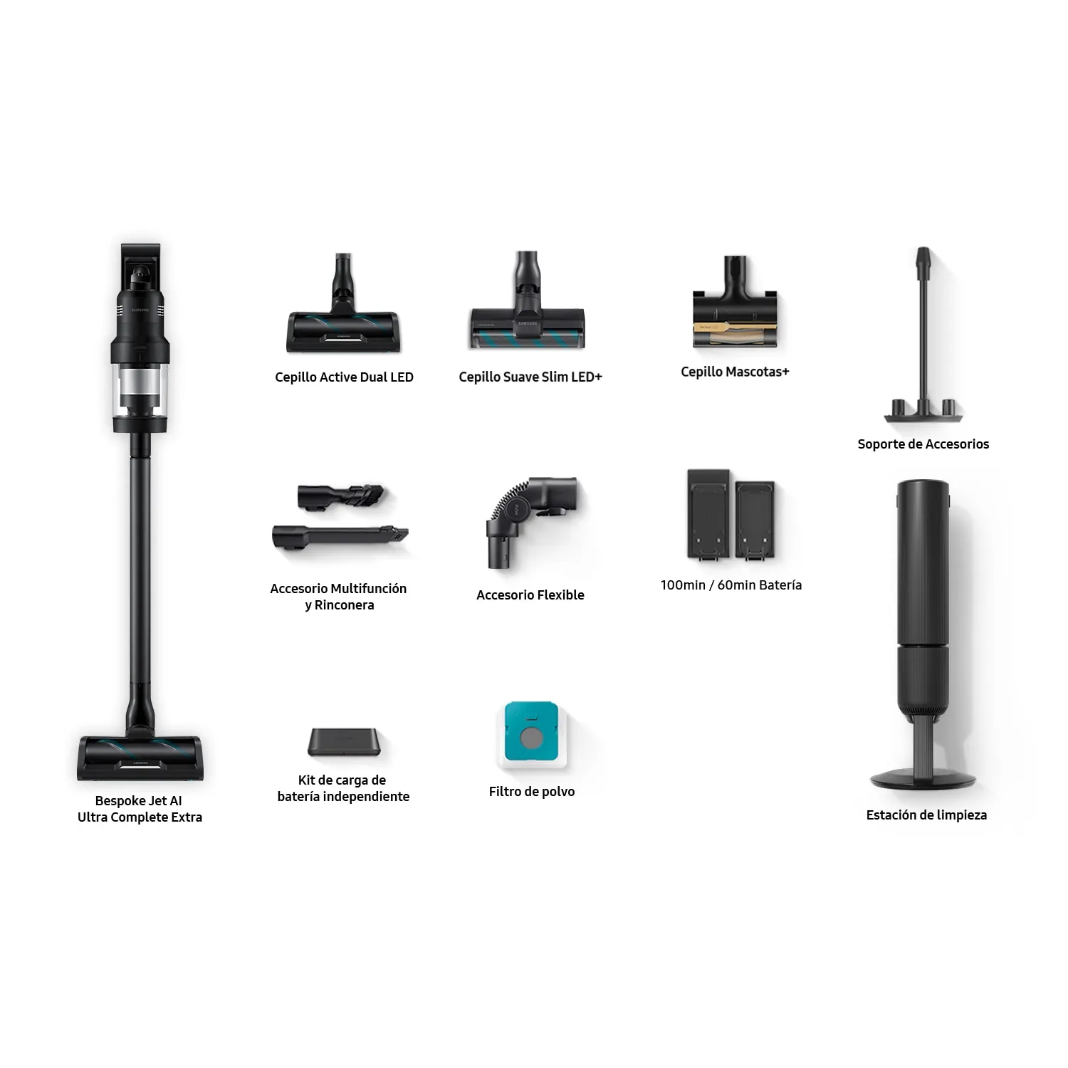 Samsung Bespoke AI Jet Ultra VS90F40DEK/WA Stick vacuum cleaner 0.5 L 1300 W, Black