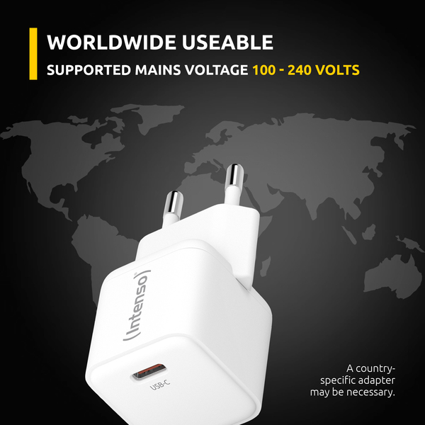 Intenso USB-kaapeli W30C + C315C GaN valkoinen - virtal&auml;hde
