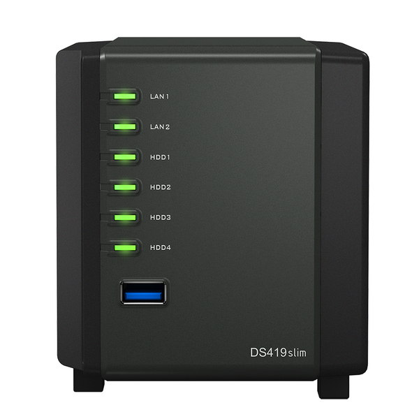 Synology Diskstation DS419 Slim, 4x h&aring;rdiskplatser - NAS-server