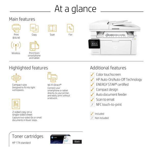 HP LaserJet Pro M130fw LAN/Wi-Fi, A4 - mono laser printer