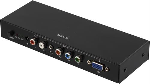 Signaalinmuunnin, VGA/komponentti -l HDMI, 1080p, kaukos&auml;&auml;din, musta