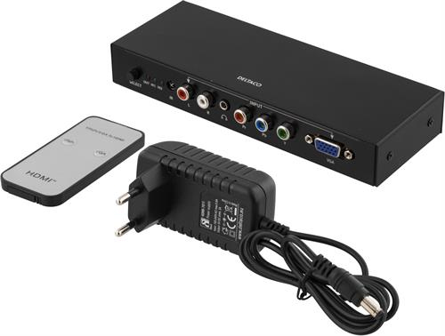 Signaalinmuunnin, VGA/komponentti -l HDMI, 1080p, kaukos&auml;&auml;din, musta