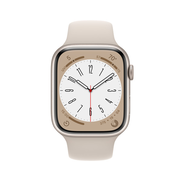 Apple Watch Series 8 GPS + Cellular, 45mm aluminiumboett stj&auml;rnglans, Sport Band