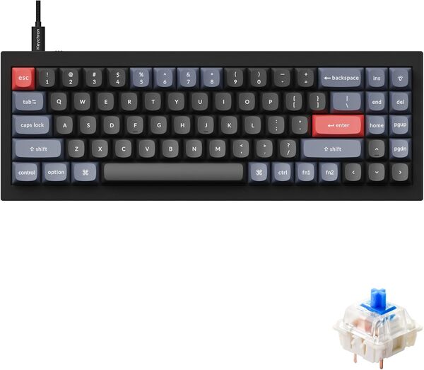 Keychron Q7 70% Mechanical Gaming Keyboard, Gateron G Pro Red, Carbon Black