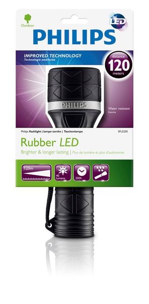 PHILIPS RUBBER LED FLASHLIGHTS BLK 0.5W