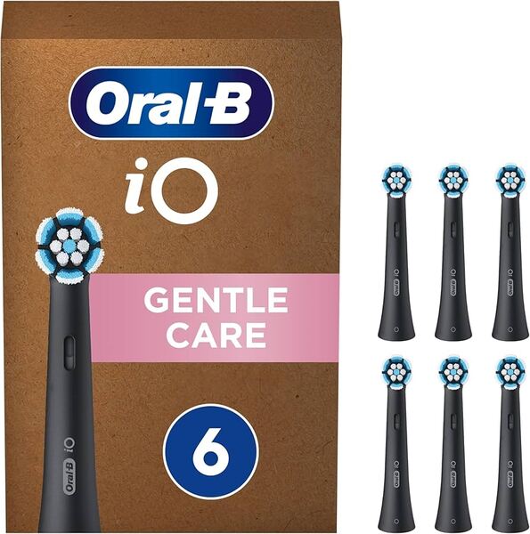 Oral-B iO Gentle Care 6 pcs Replacement Toothbrush Heads, Black