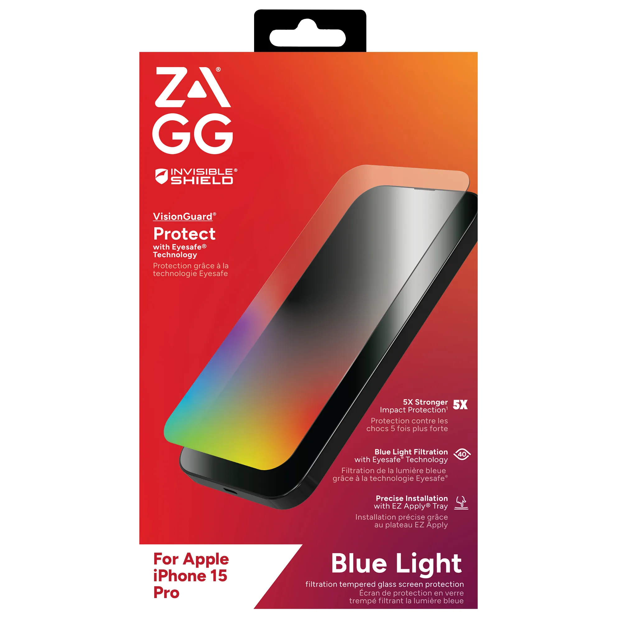 Zagg InvisibleShield Glass Elite VisionGuard iPhone 15 Pro - Screen Protector