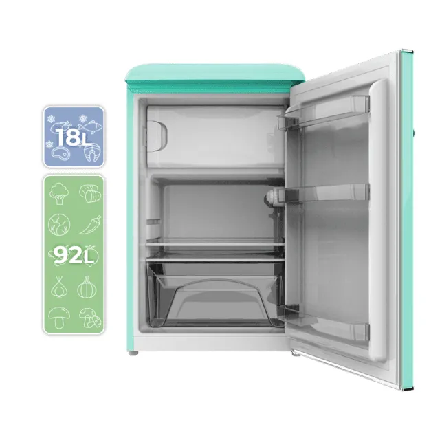 CECOTEC Bolero CoolMarket TT Origin 110 Frist&aring;ende kylsk&aring;p med frysfack, 110 liter, gr&ouml;n, klass E