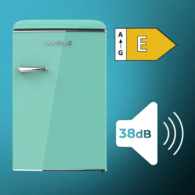 CECOTEC Bolero CoolMarket TT Origin 110 Frist&aring;ende kylsk&aring;p med frysfack, 110 liter, gr&ouml;n, klass E