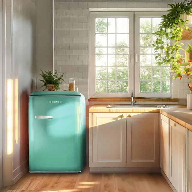 CECOTEC Bolero CoolMarket TT Origin 110 Frist&aring;ende kylsk&aring;p med frysfack, 110 liter, gr&ouml;n, klass E
