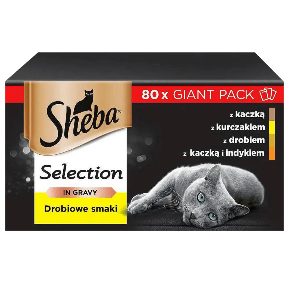 Sheba Fine Flakes Poultry Selection in Jelly, Wet food for cats, Adult, 80 x 85g