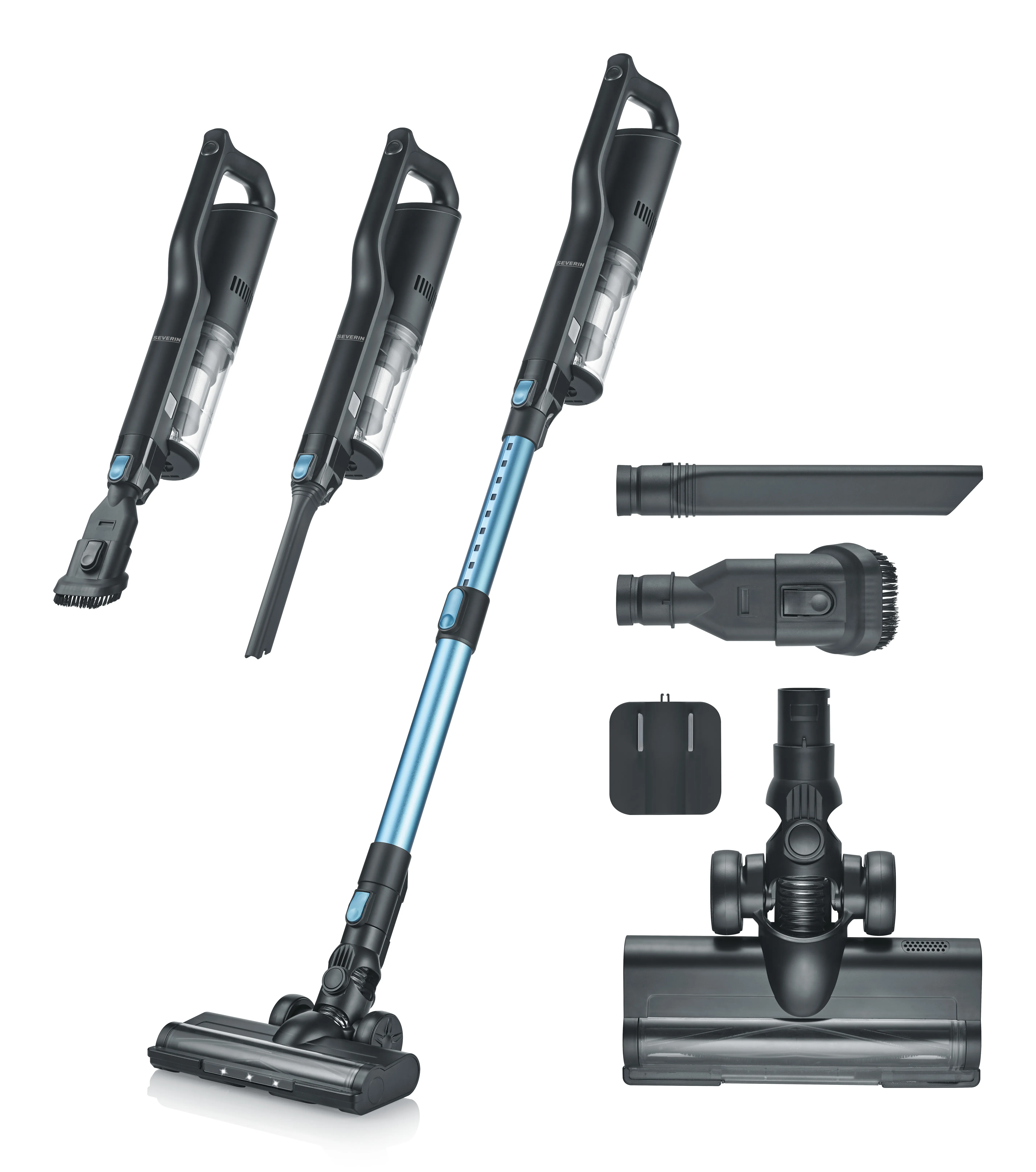 SEVERIN S'Power Slim HV 7151 Stick vacuum cleaner, Black/Blue/Silver