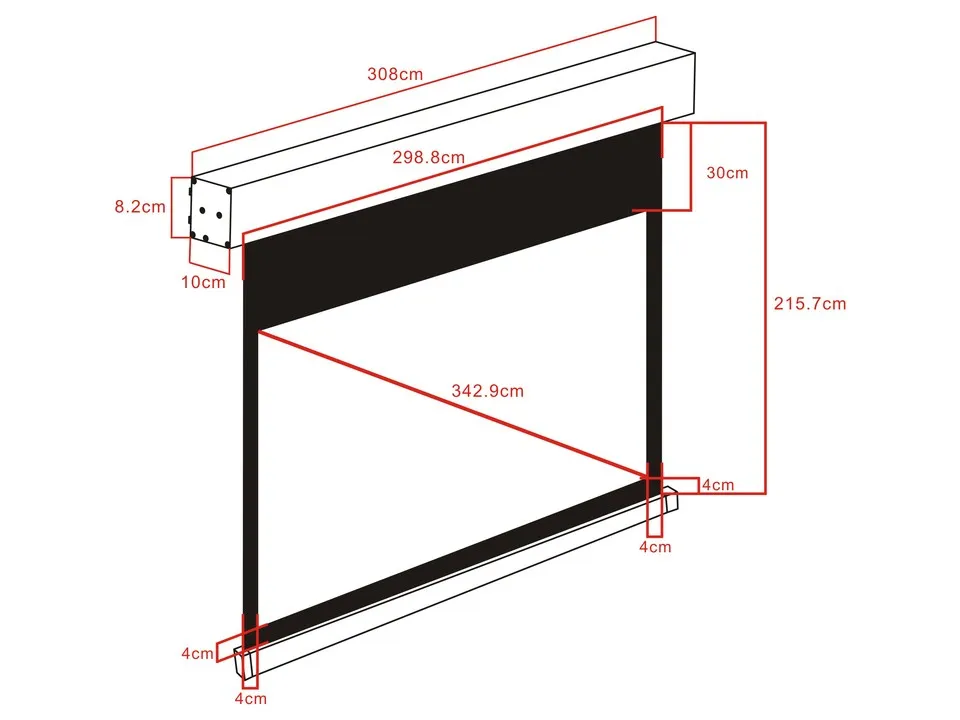 Multibrackets M Motorized Projection Screen Black Edition - Heijastusn&auml;ytt&ouml; - moottoroitu - 135 tuuma (343 cm) - 16:10 - Matte White - musta