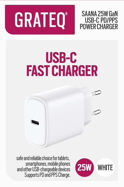 Grateq Saana GaN PD/PPS USB-C 25W - charger, White