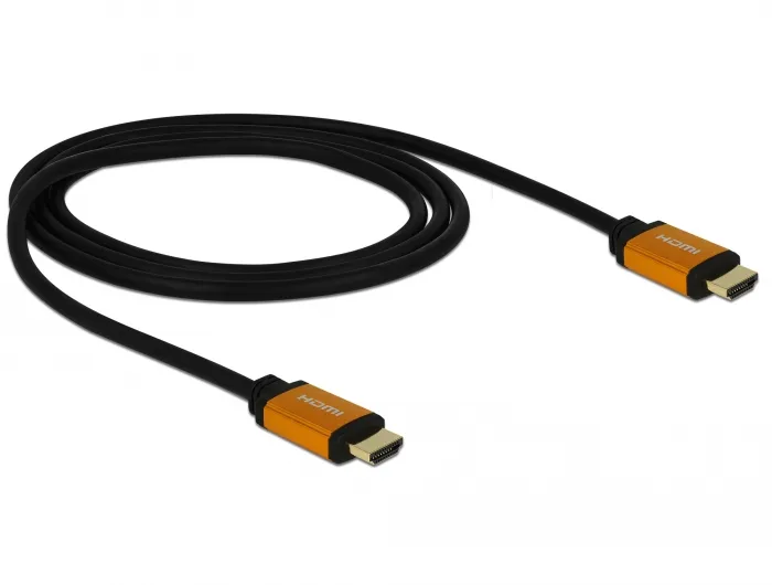 De-Lock HDMI – HDMI 2.1 - cable, 1 m, Black/Gold