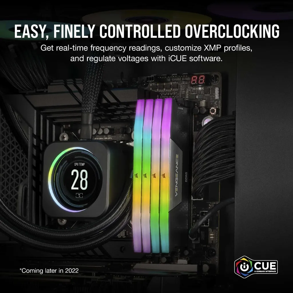 Corsair Vengeance RGB 96GB (2 x 48GB) DDR5 6600 MHz, CL32 Memory (XMP)