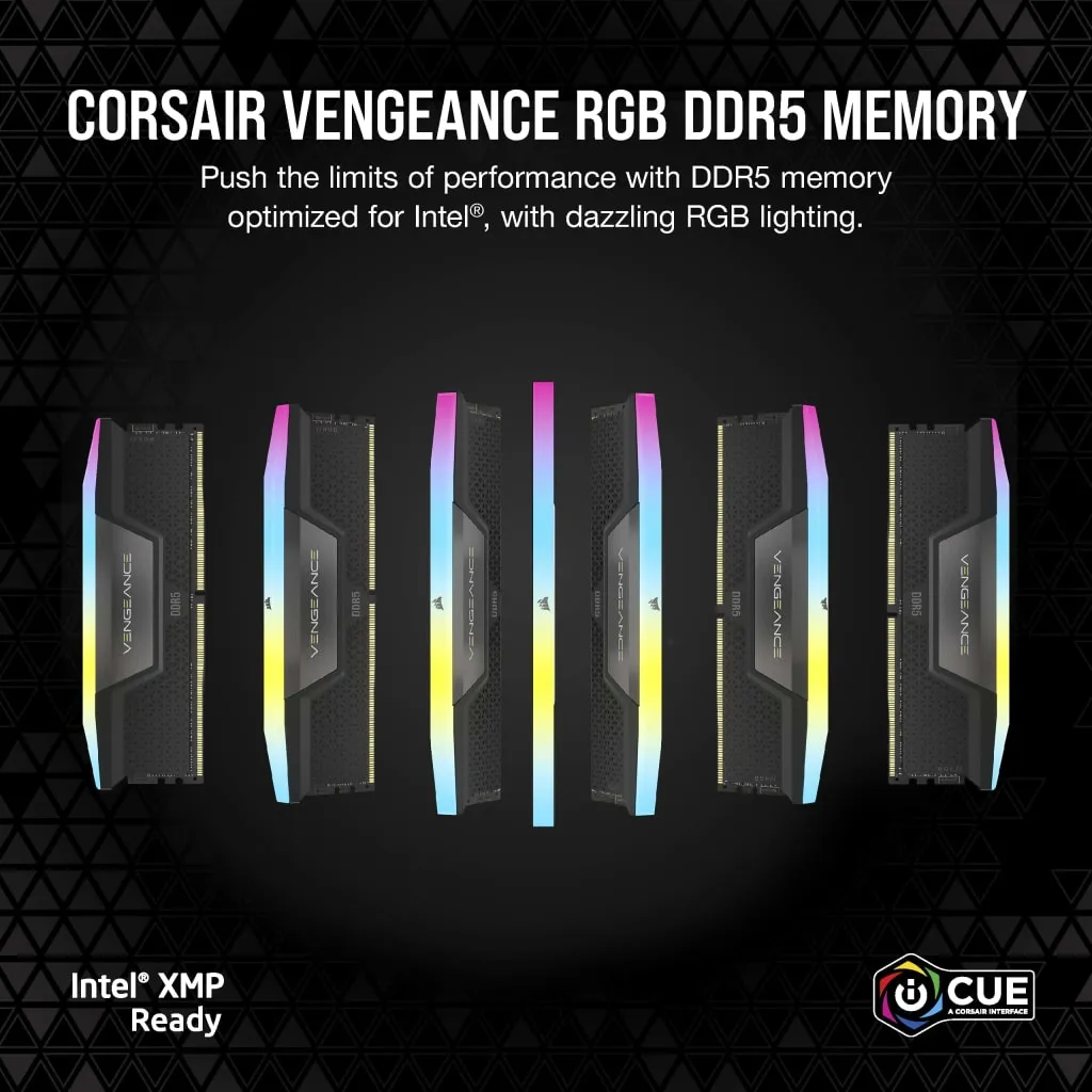 Corsair Vengeance RGB 96GB (2 x 48GB) DDR5 6600 MHz, CL32 Memory (XMP)