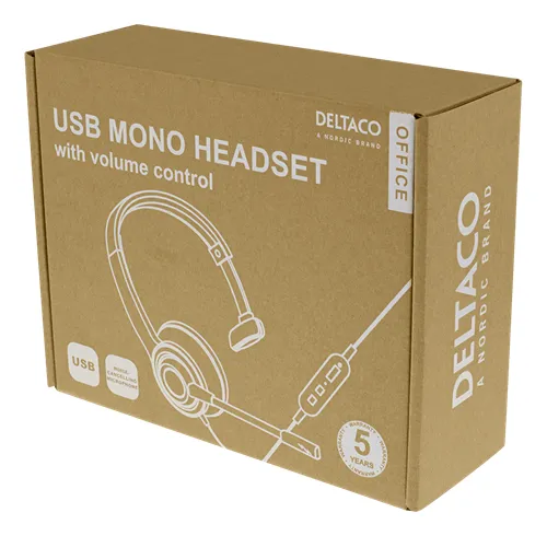 Deltaco Office USB -hörlur med mikrofon