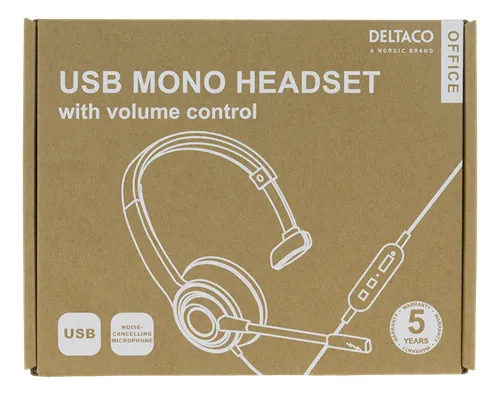 Deltaco Office USB -hörlur med mikrofon