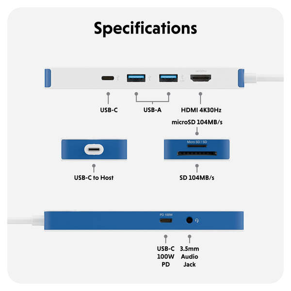Hyper HyperDrive Flex 8 Port USB-C Hub Blue