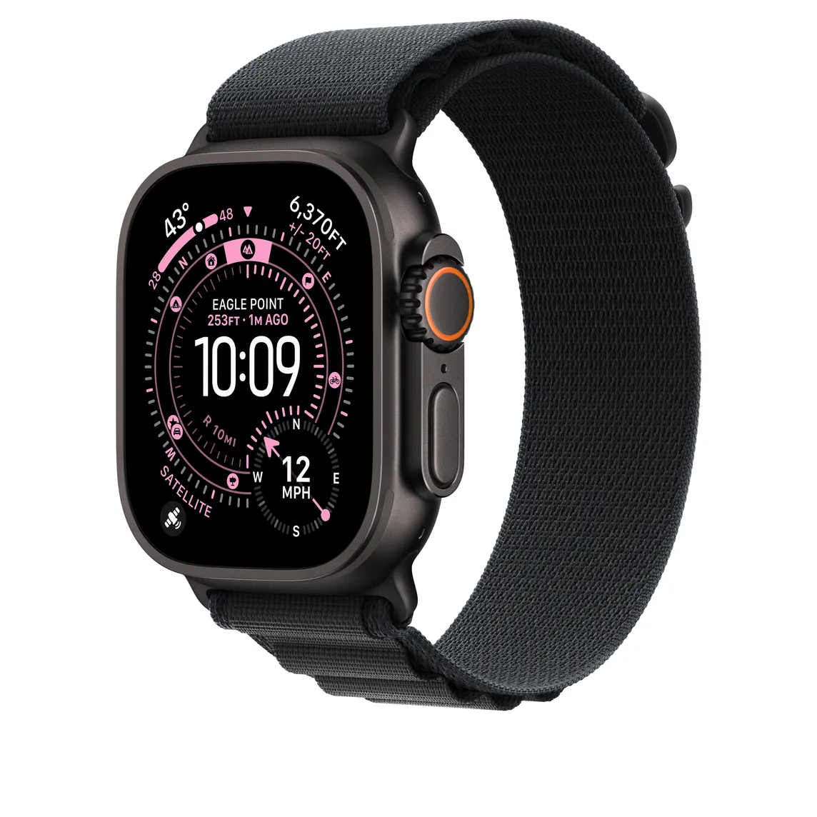 Apple Watch 49 mm Alpine Loop, Black, Medium, Black Titanium Finish