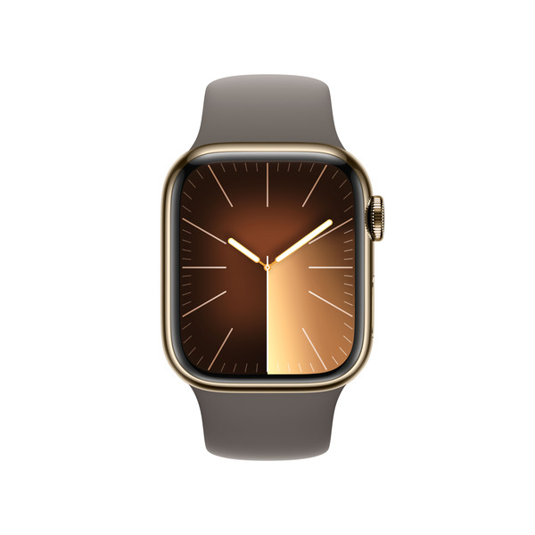 Apple Watch Series&nbsp;9 GPS + Cellular 41mm Gold Stainless Steel Case with Clay Sport Band - S/M