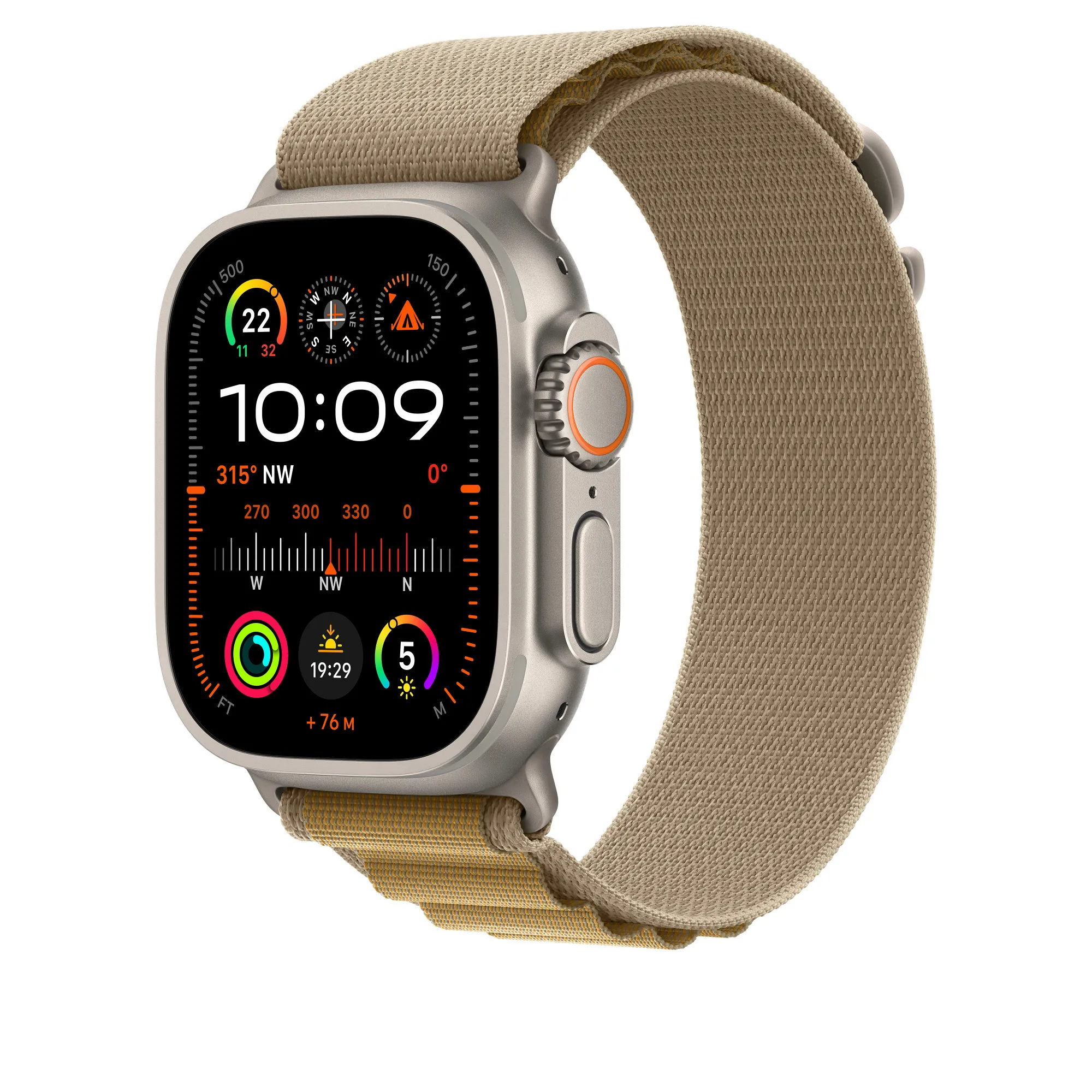 Apple Watch 49 mm -Alpine-ranneke, Sahara / Luonnontitaani, Suuri