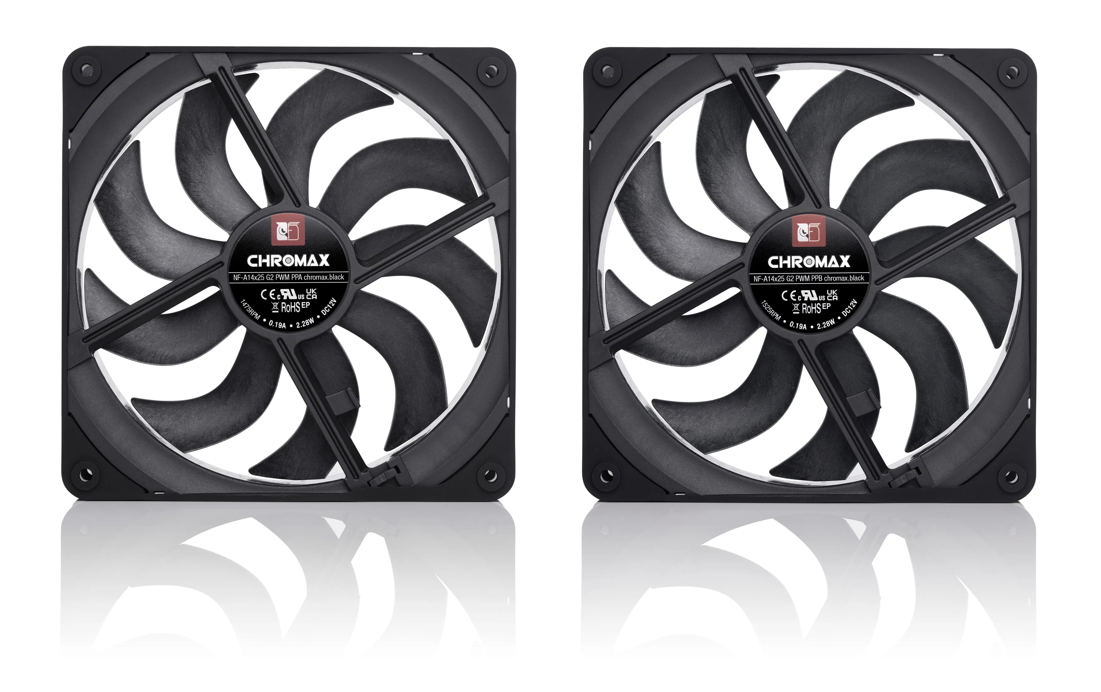 Noctua NF-A14x25 G2 PWM Sx2 CHBK chromax.black Case Fan 140 mm 2-pack Black