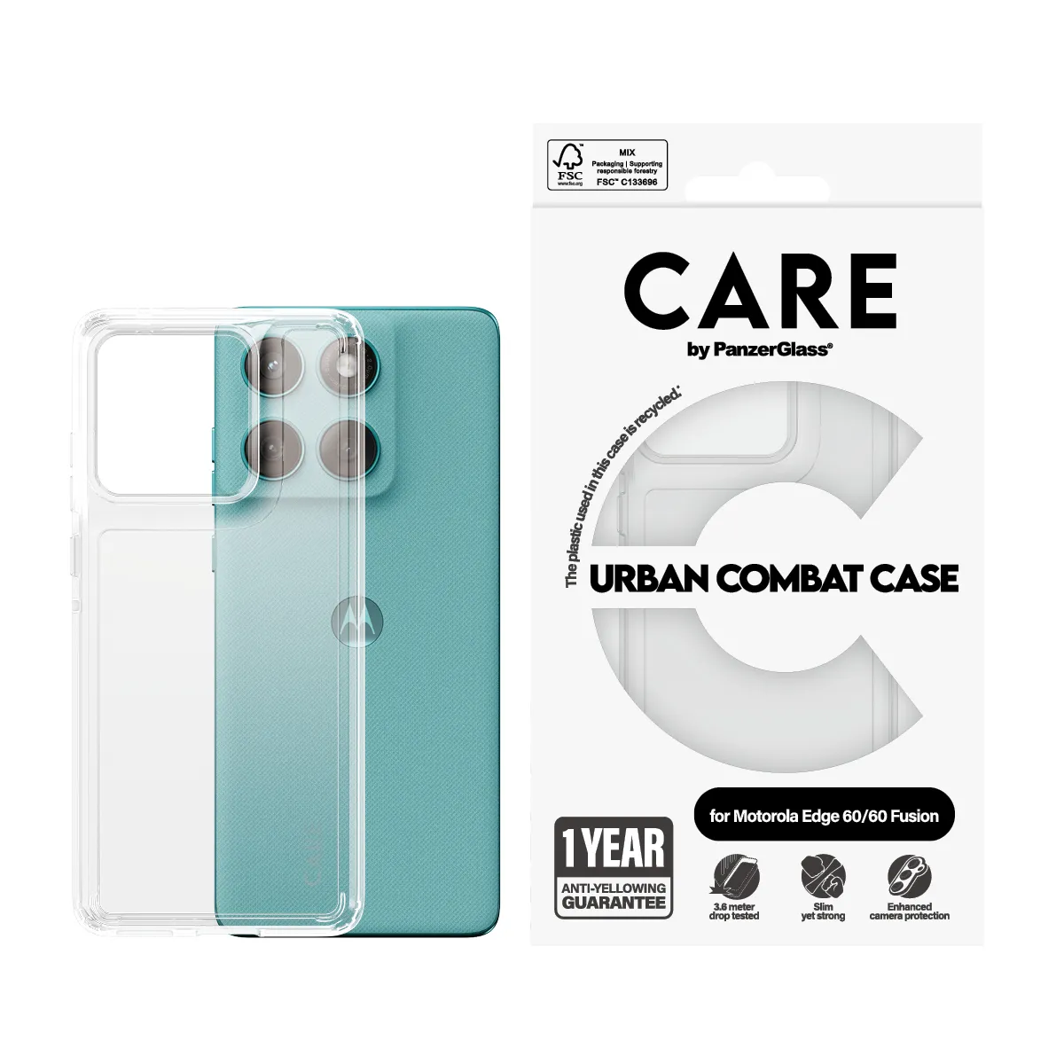 PanzerGlass CARE Urban Case for Moto Edge 60 / Edge 60 Fusion, Clear