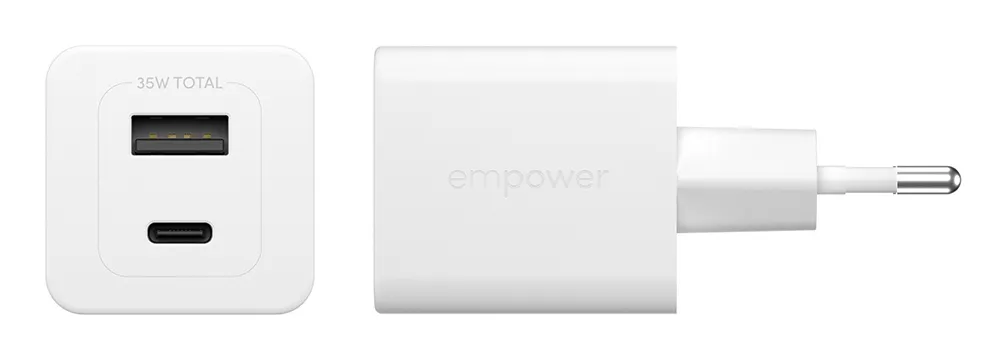 PanzerGlass empower Turbo USB-C + USB-A charger, Silver White