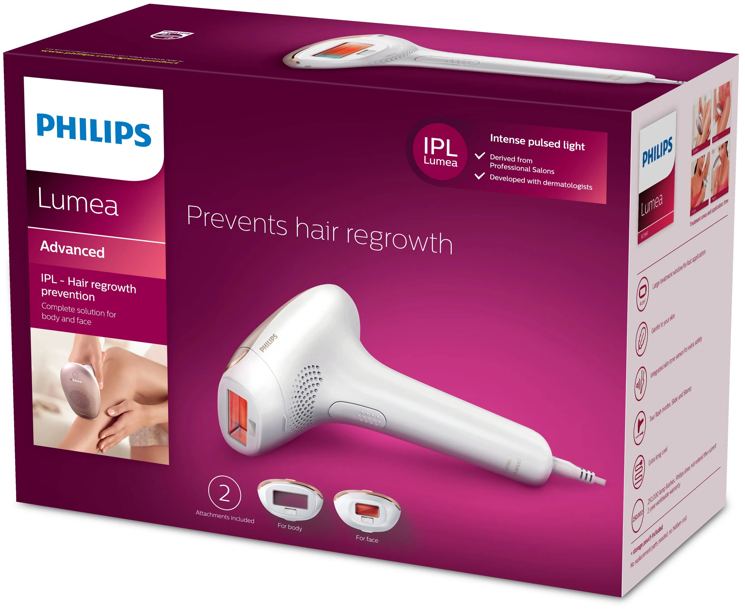 Philips Lumea Advanced IPL 7000 Series SC1997/00 -IPL-ihokarvanpoistolaite, kulta, valkoinen