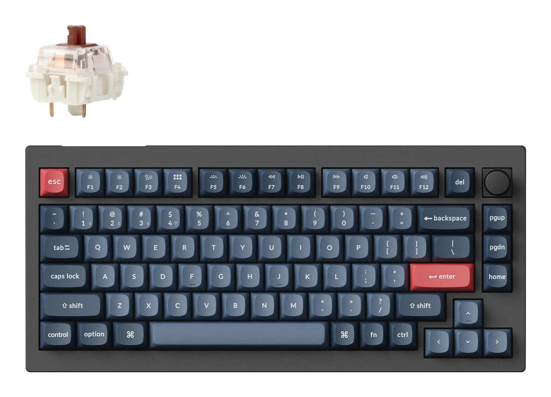 Keychron V1 MAX 75% Knob QMK/VIA Gateron Jupiter Brown - wireless keyboard, Carbon Black