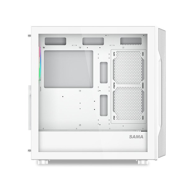 SAMA S40 midi-tower chassi med f&ouml;nster och RGB-belysning, vit