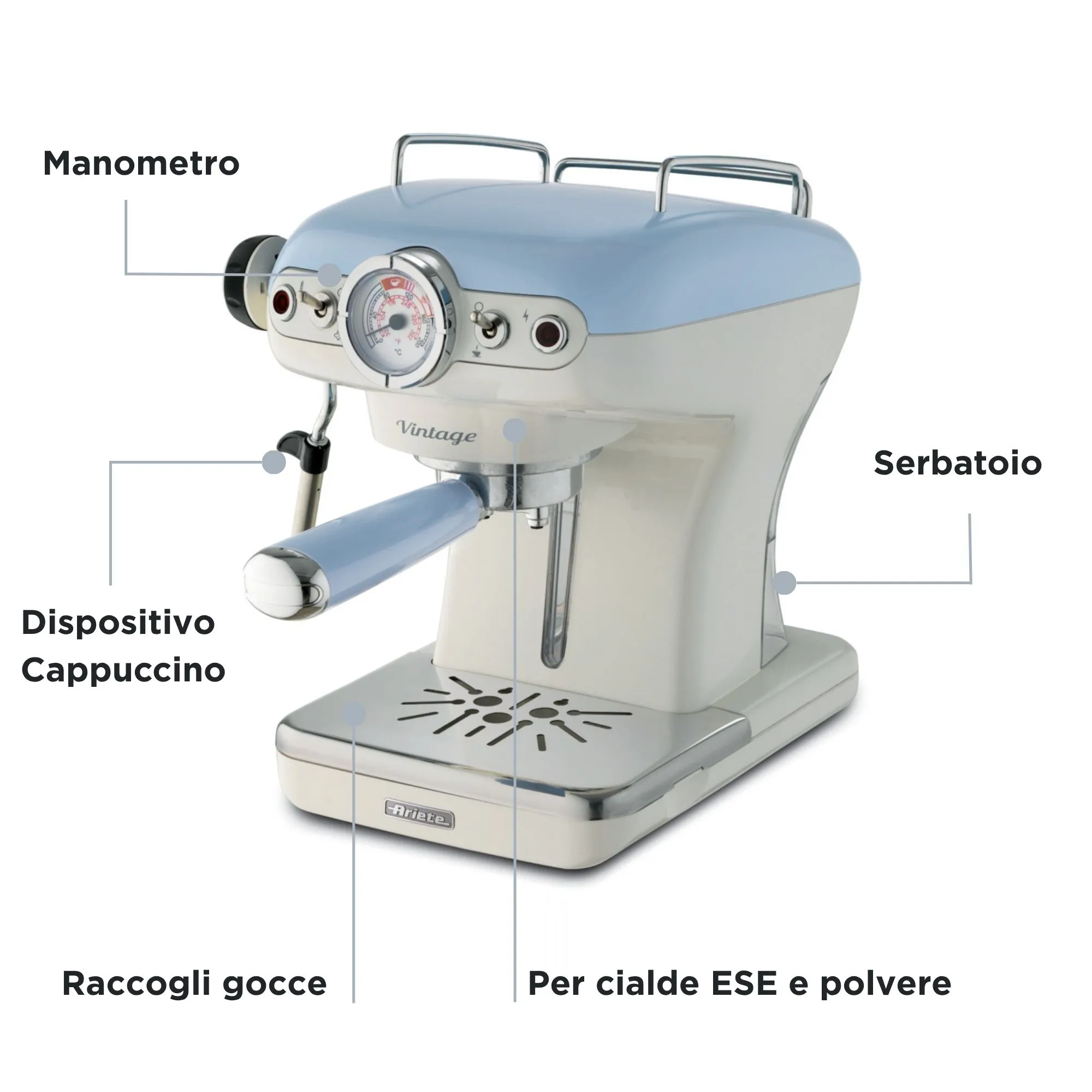 Ariete Vintage - espresso machine, Blue