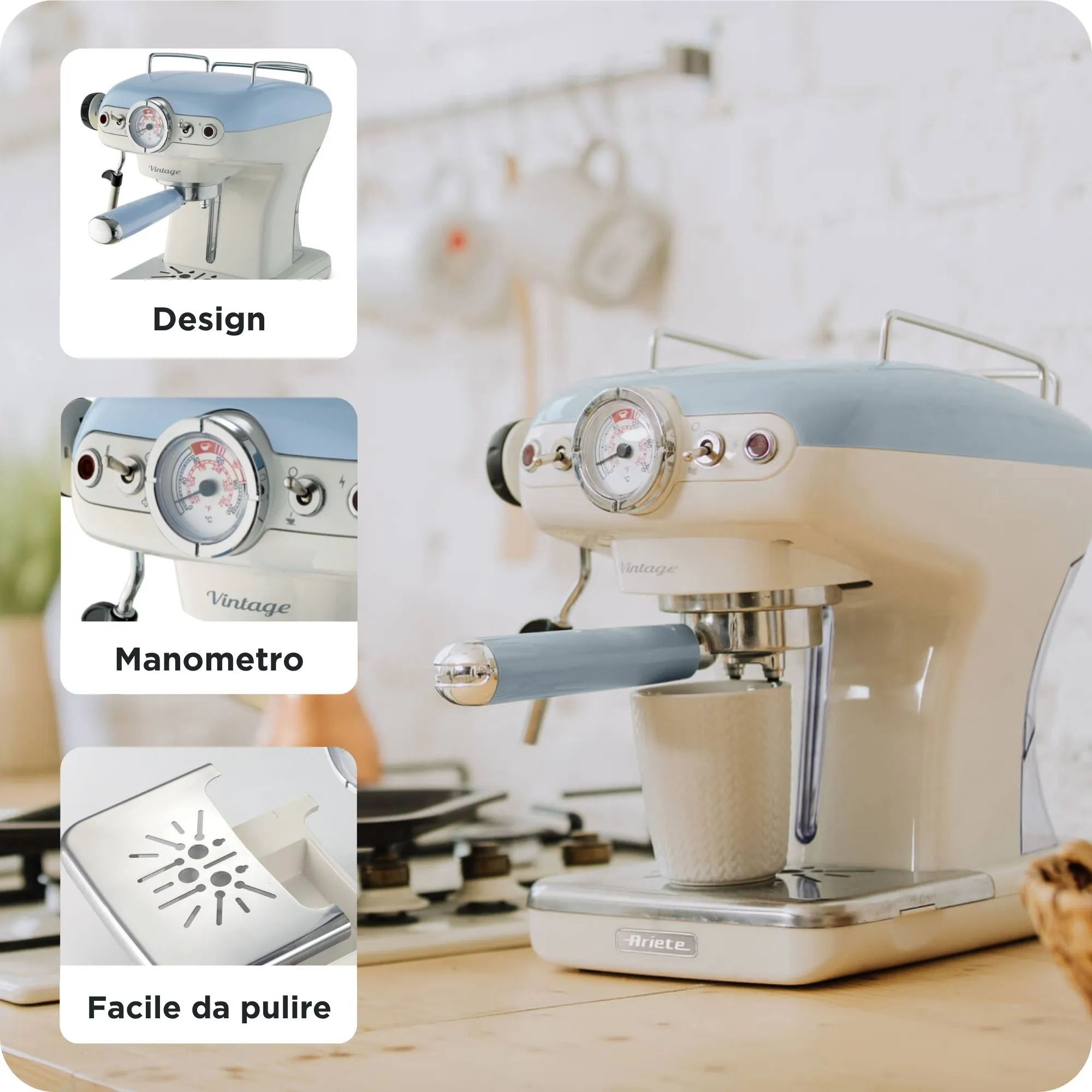 Ariete Vintage - espresso machine, Blue