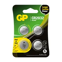 GP Lithium Cell Battery CR2032, 3V, Safety Seal, 4-pack