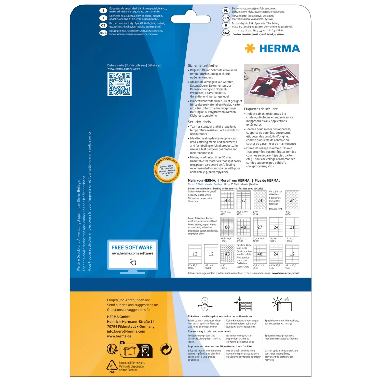 Herma label film security seal 63,5x29,6 (675)