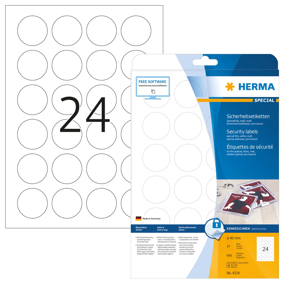 Herma label film security seal &oslash;40 (600)