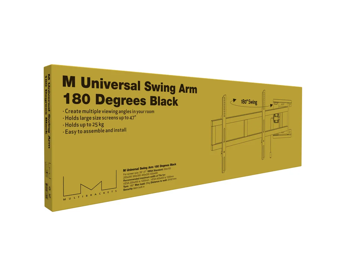Multibrackets M Universal Swing Arm - Asennuspakkaus (keinuvarsi) tuotteelle LCD nestekiden&auml;ytt&ouml; / plasma TV - musta -n&auml;yt&ouml;n koko: 26"-47"