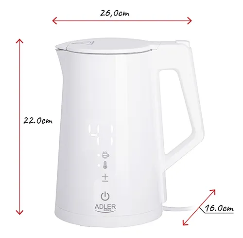 Adler AD 1345W kettle, 1.7L, 2200W, White