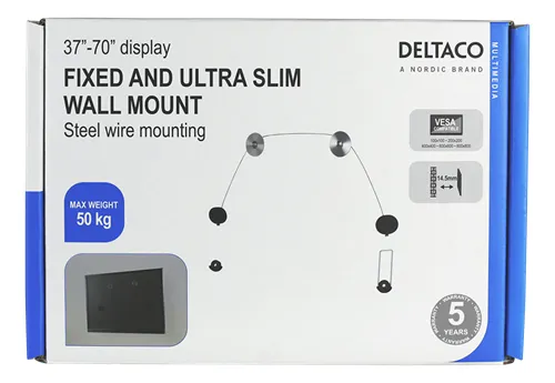 DELTACO, ultra-slim picture wall, 37"-70", 50kg, 100x100-800x800