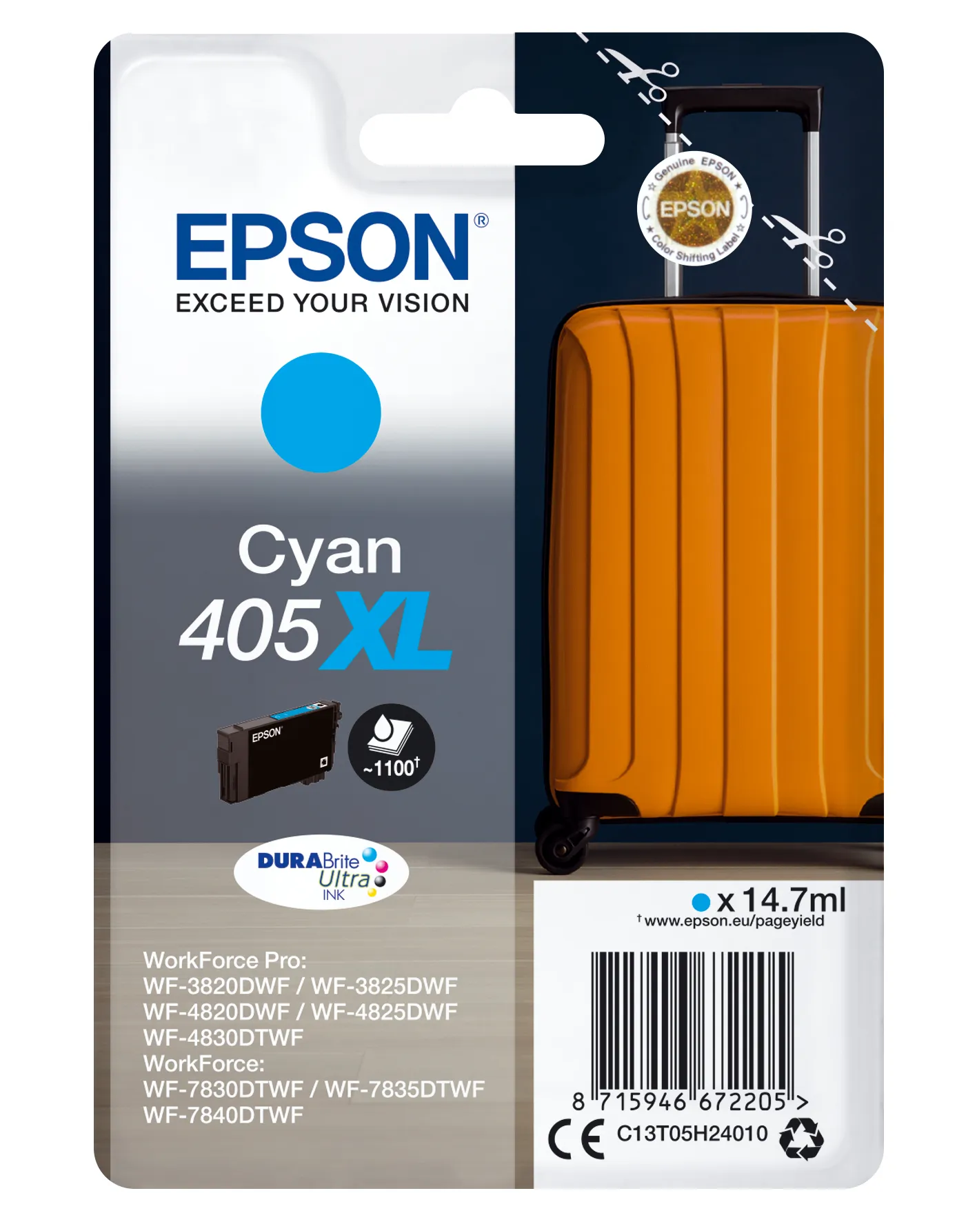 Epson 405XL bl&auml;ckpatron, 14.7 ml, cyan