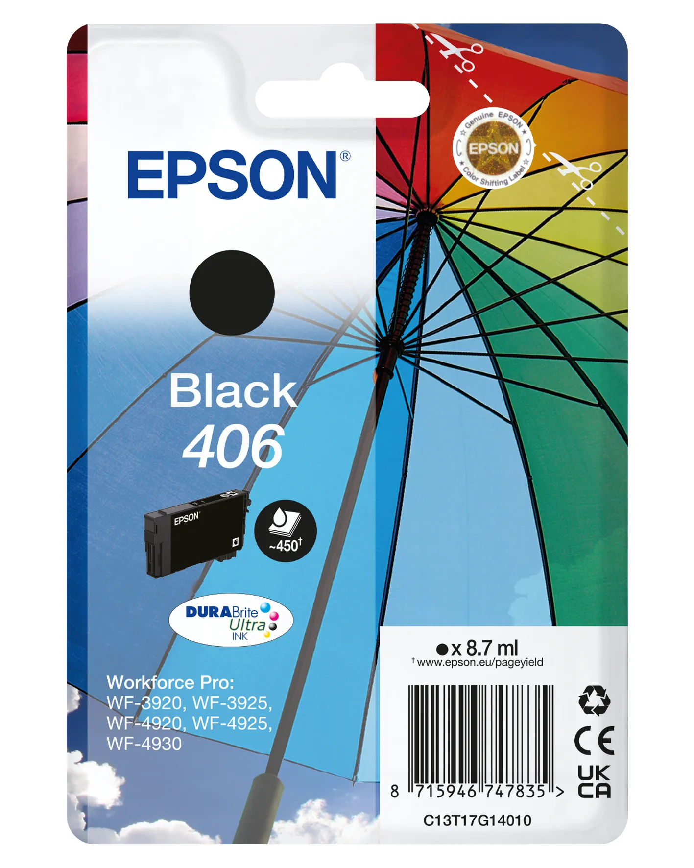 Epson 406 bl&auml;ckpatron, 8.7 ml, svart