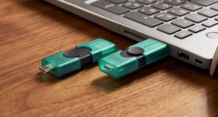 Kingston DataTraveler 128GB USB-A + USB-C 3.2 - minne, Svart, Gr&ouml;n