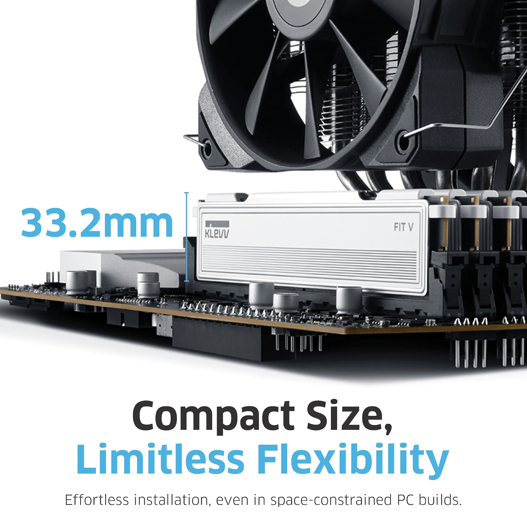KLEVV FIT V 32 Gt (2 x 16 Gt) DDR5 6000 MHz, CL28 -muisti, valkoinen (XMP)