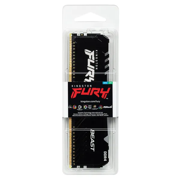Kingston Fury Beast RGB 8 Gt (1 x 8 Gt) DDR4 3200MHz, CL16 -muisti, Musta